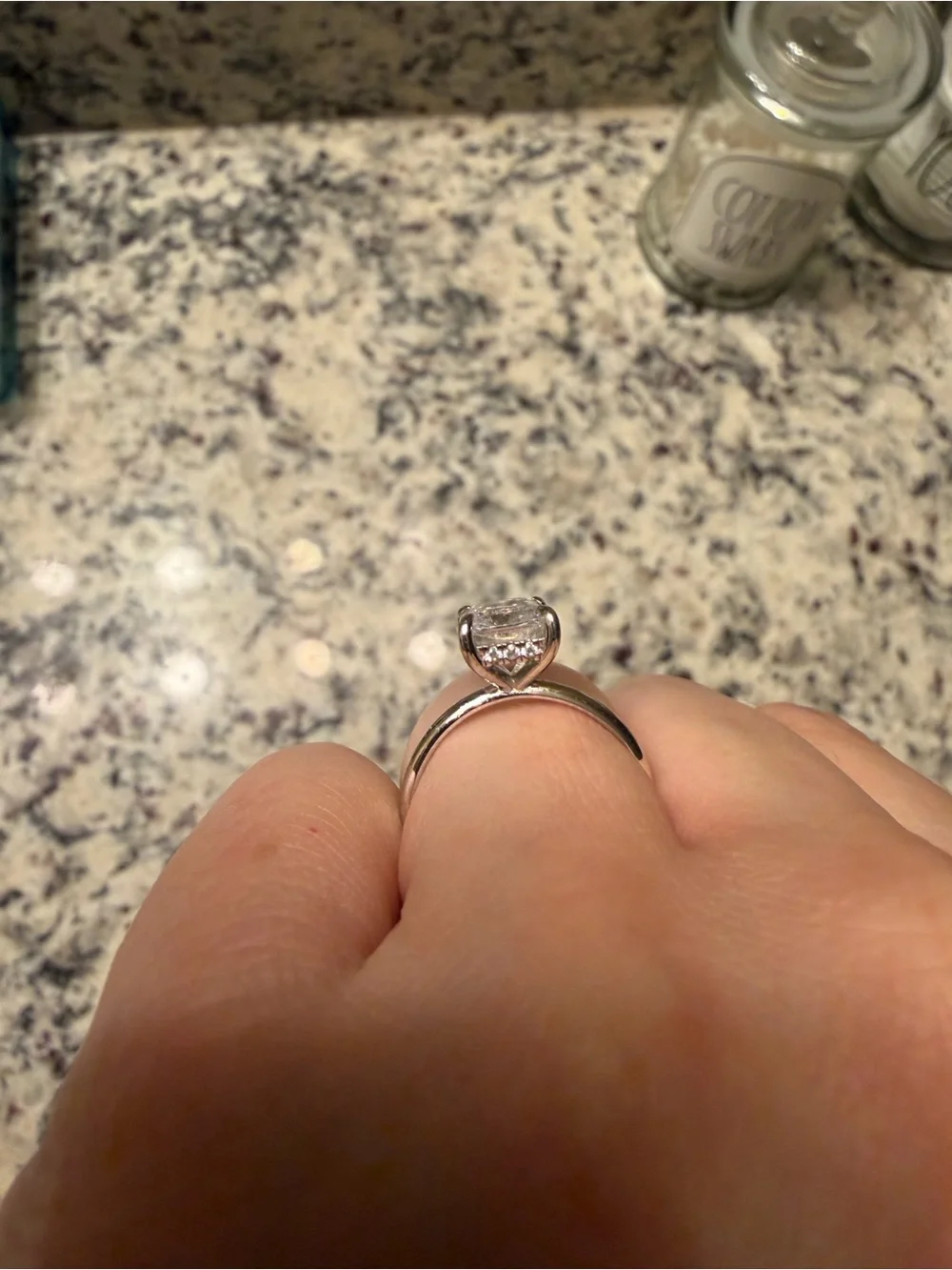 Solitaire Cushion-Cut Clear Stone Ring in Silver “Vacation ring” 2ct